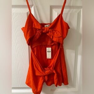 Anthropologie x Celandine Linen Blend Tie Front Cutout Tank Top